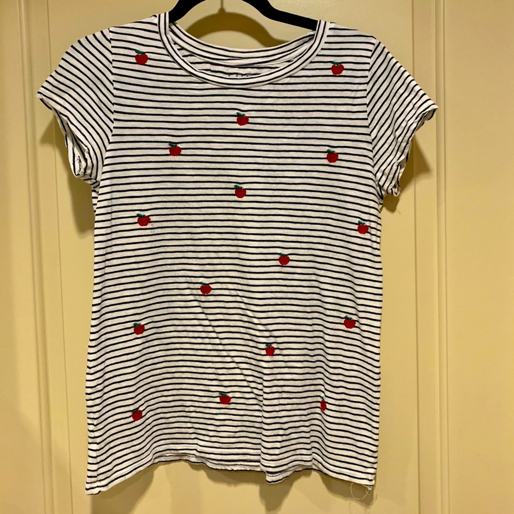 LOFT stitched apple striped tee